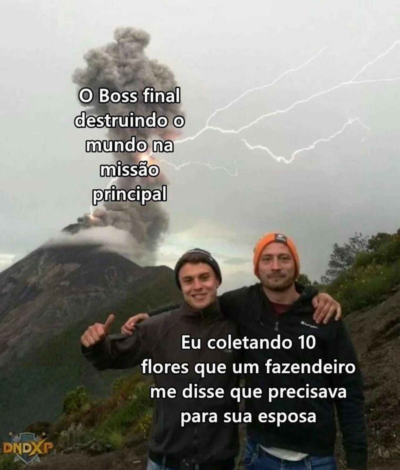 Meme sobre coletar itens repetitivos em quests de videogame